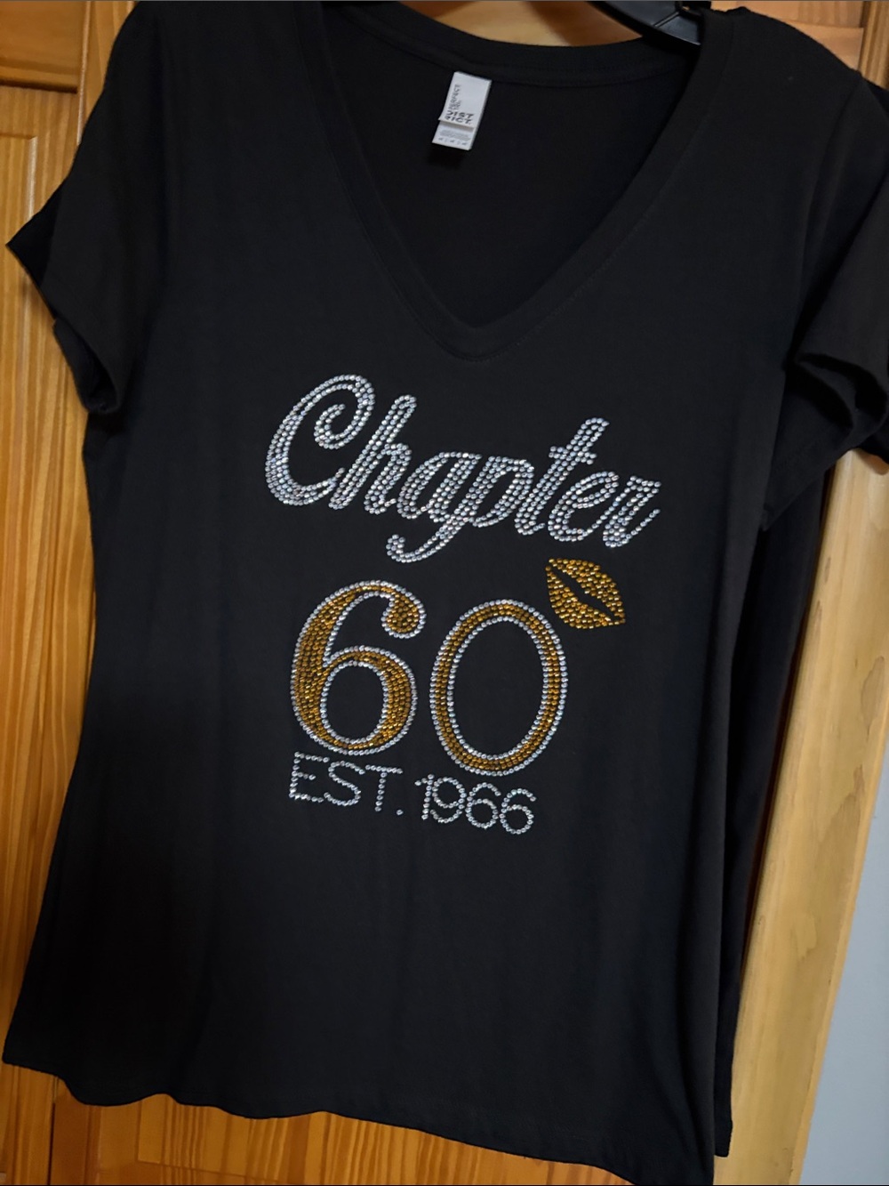 Custom Made fitted rhinestone 'Chapter 60' V-Neck Tee